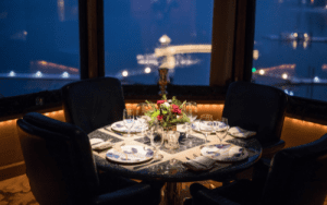 Table Set for 4 at Beverly's at Coeur d'Alene Resort in Coeur d'Alene, ID DiRoNA Awarded Restaurant